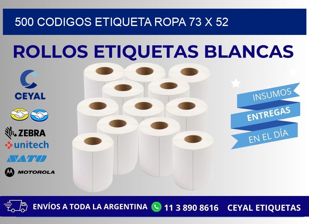 500 CODIGOS ETIQUETA ROPA 73 x 52