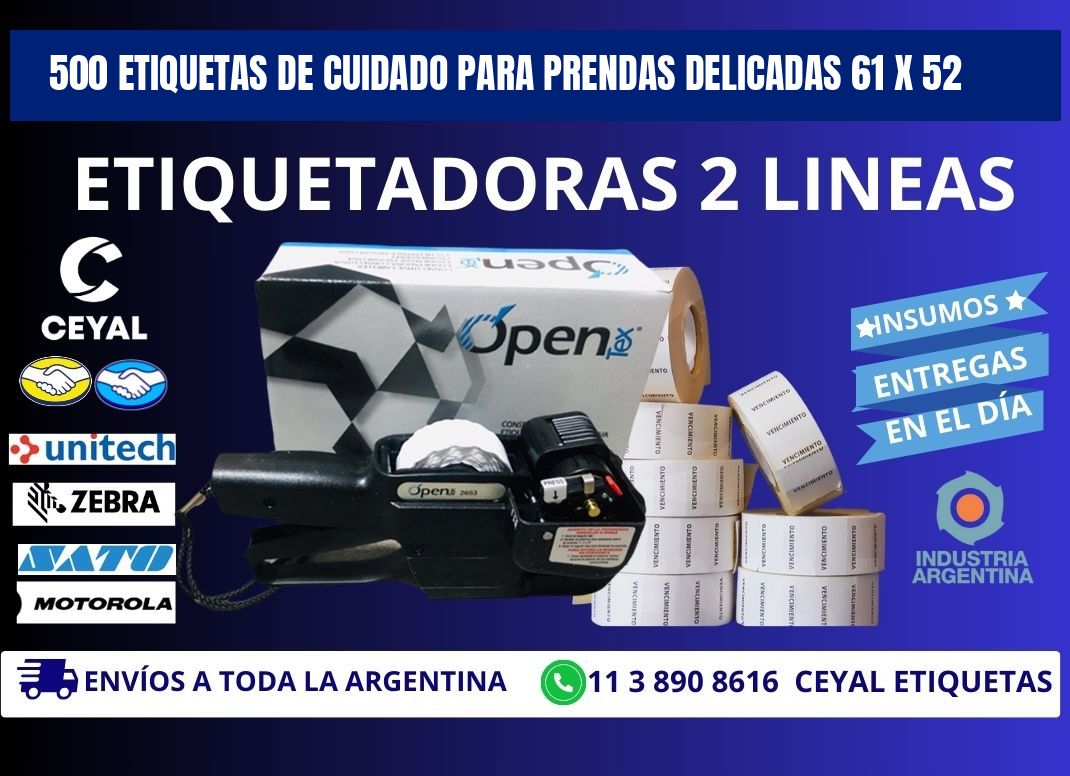 500 ETIQUETAS DE CUIDADO PARA PRENDAS DELICADAS 61 x 52