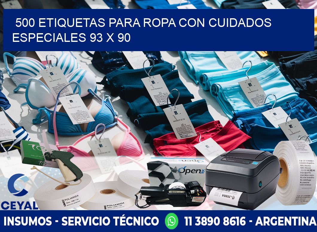 500 ETIQUETAS PARA ROPA CON CUIDADOS ESPECIALES 93 x 90