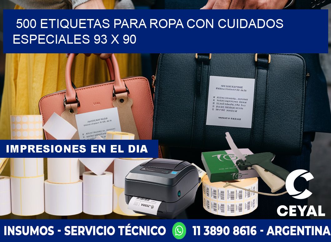 500 ETIQUETAS PARA ROPA CON CUIDADOS ESPECIALES 93 x 90