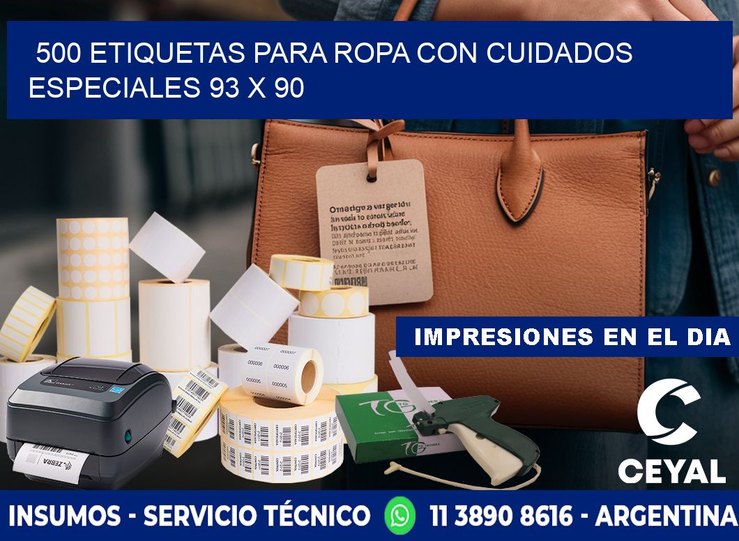 500 ETIQUETAS PARA ROPA CON CUIDADOS ESPECIALES 93 x 90