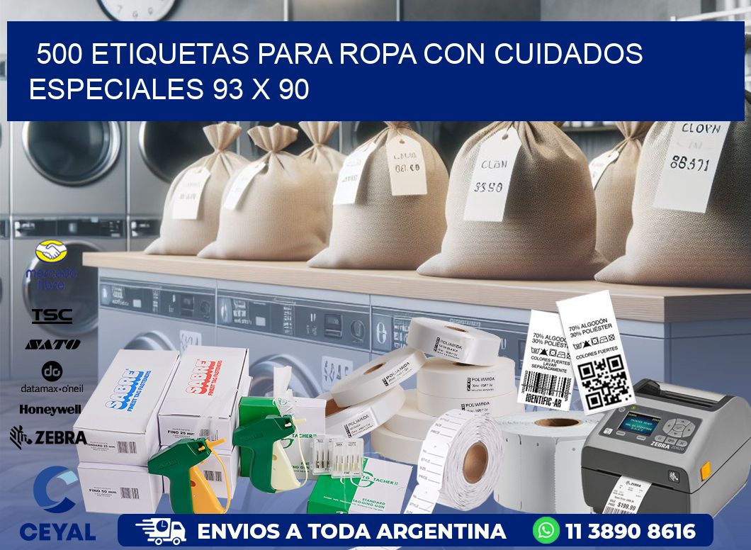 500 ETIQUETAS PARA ROPA CON CUIDADOS ESPECIALES 93 x 90