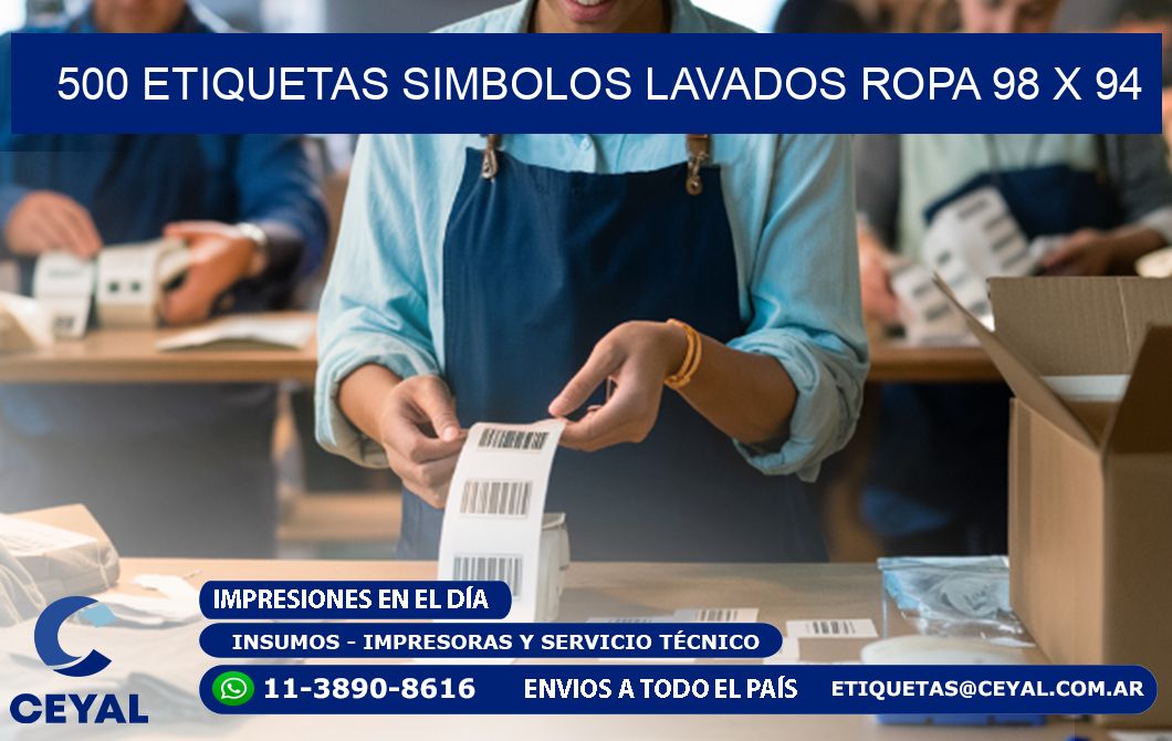 500 ETIQUETAS SIMBOLOS LAVADOS ROPA 98 x 94