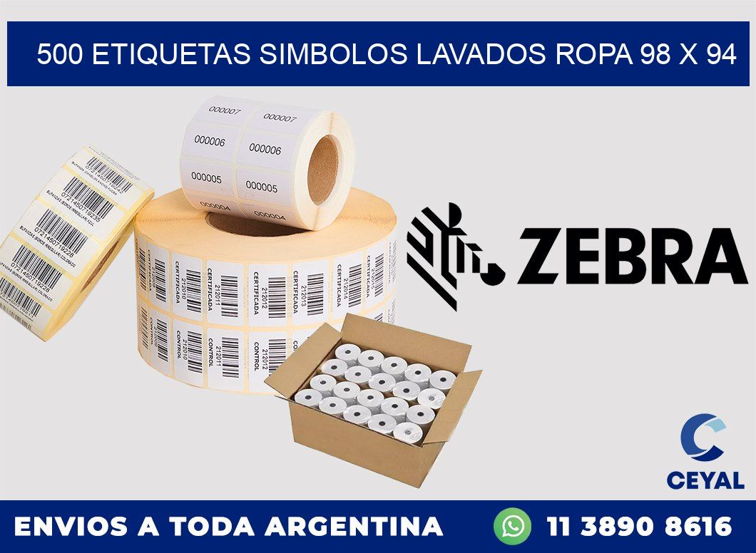 500 ETIQUETAS SIMBOLOS LAVADOS ROPA 98 x 94