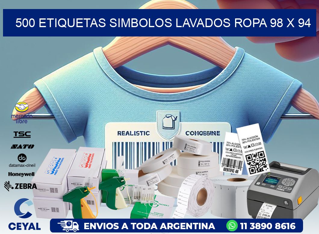 500 ETIQUETAS SIMBOLOS LAVADOS ROPA 98 x 94