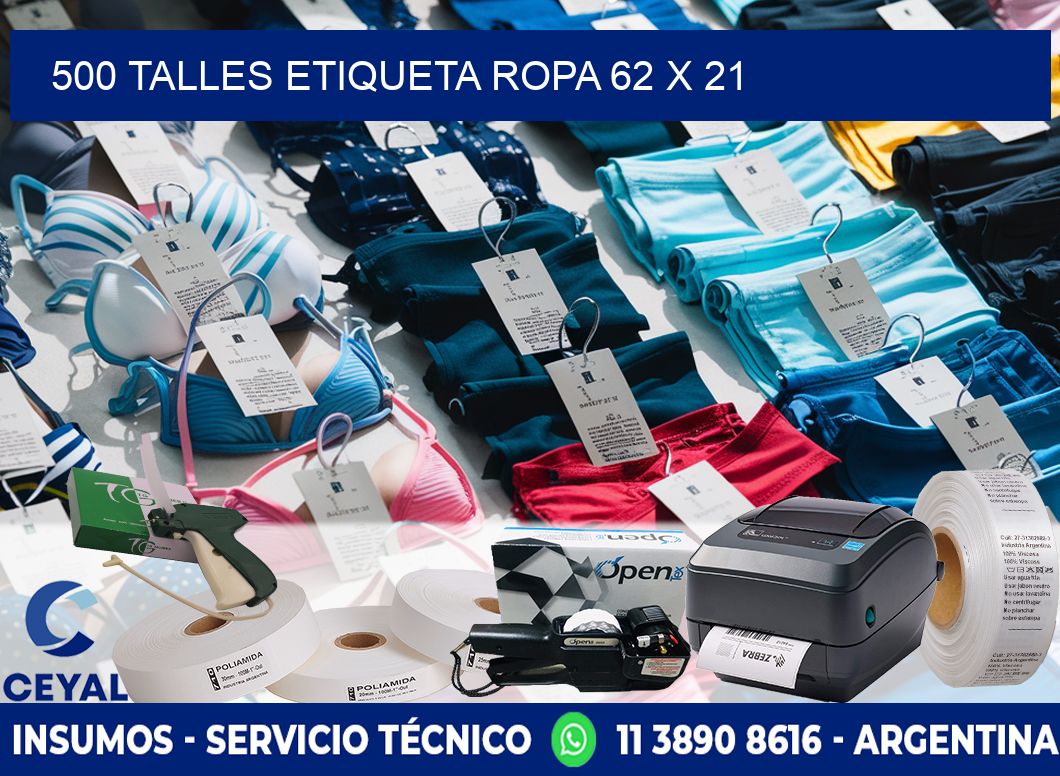 500 TALLES ETIQUETA ROPA 62 x 21