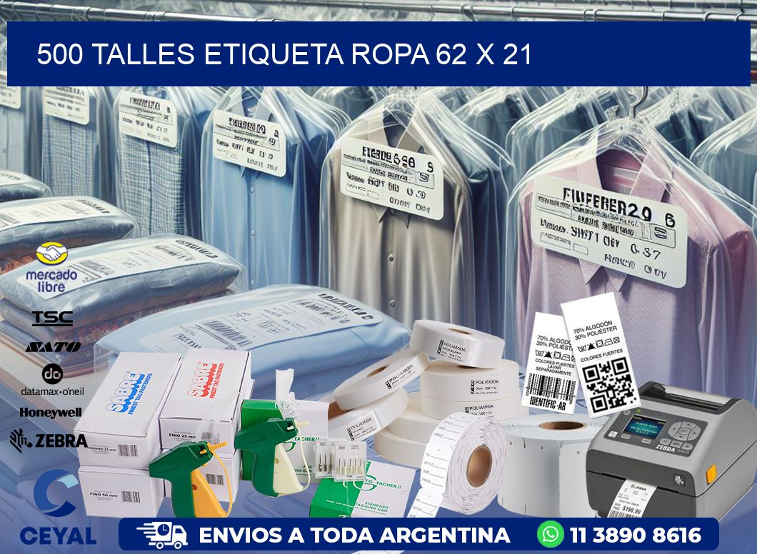 500 TALLES ETIQUETA ROPA 62 x 21