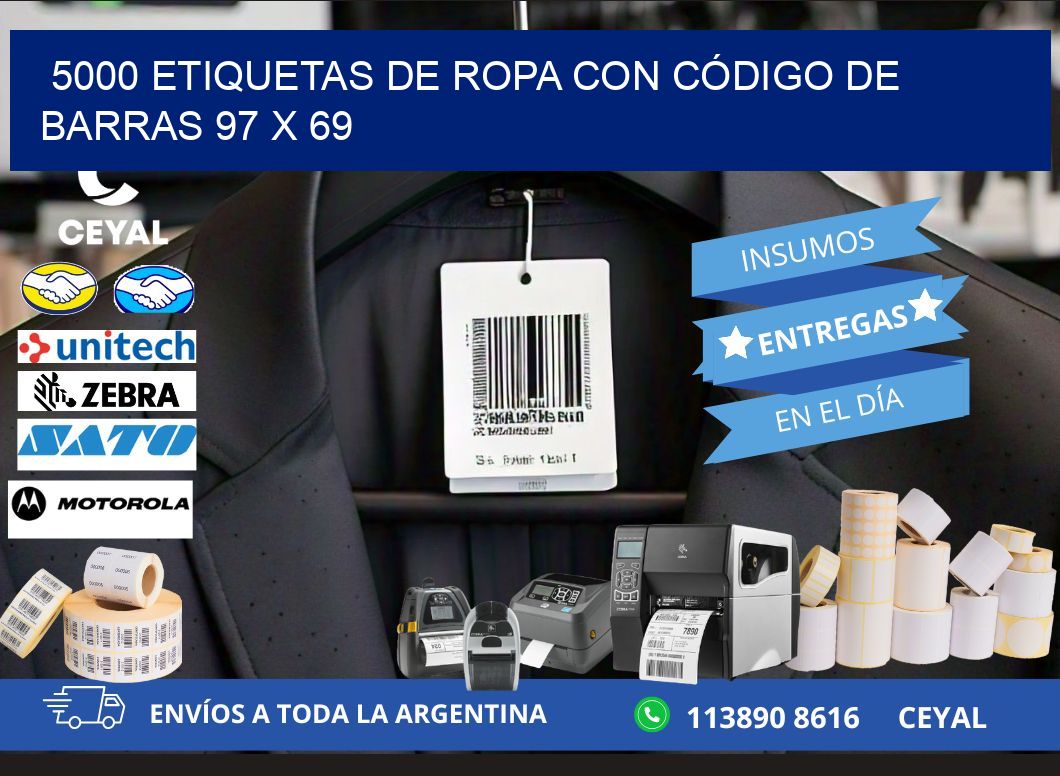 5000 ETIQUETAS DE ROPA CON CÓDIGO DE BARRAS 97 x 69