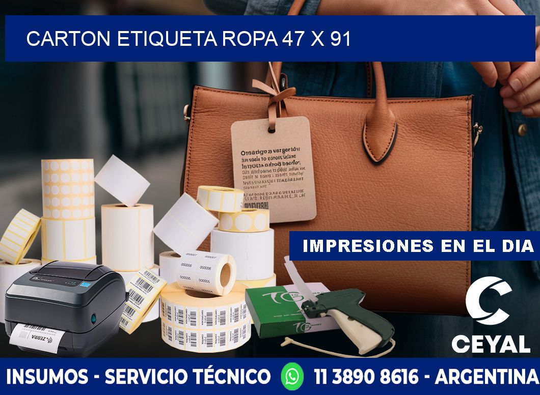 CARTON ETIQUETA ROPA 47 x 91