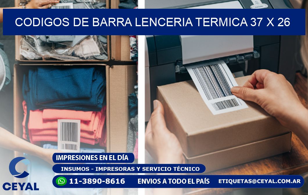 CODIGOS DE BARRA LENCERIA TERMICA 37 x 26