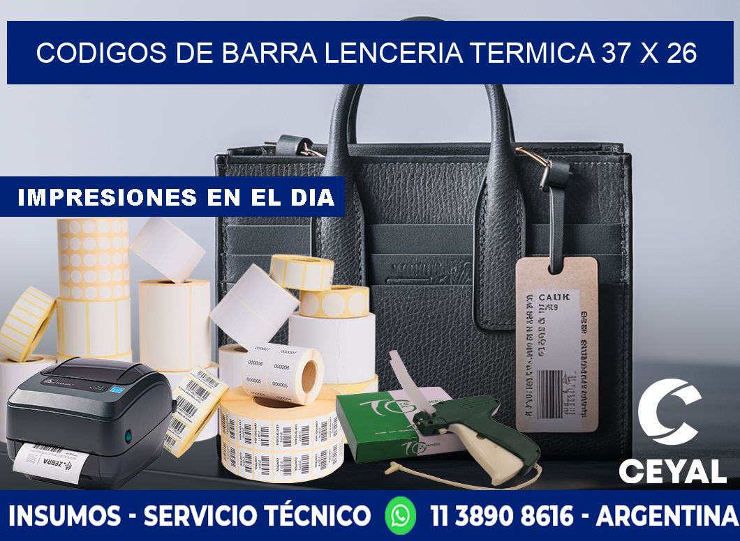 CODIGOS DE BARRA LENCERIA TERMICA 37 x 26