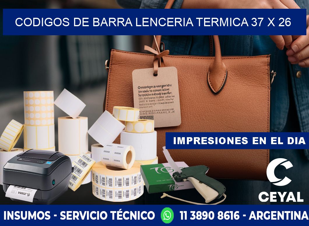 CODIGOS DE BARRA LENCERIA TERMICA 37 x 26