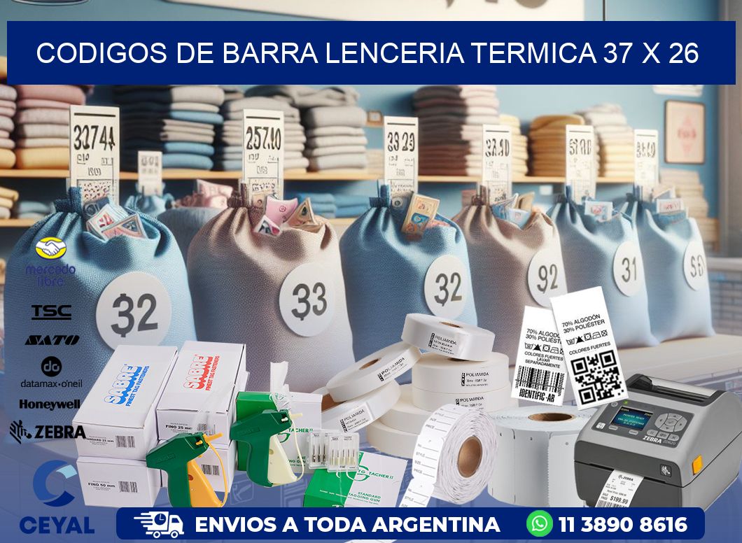 CODIGOS DE BARRA LENCERIA TERMICA 37 x 26