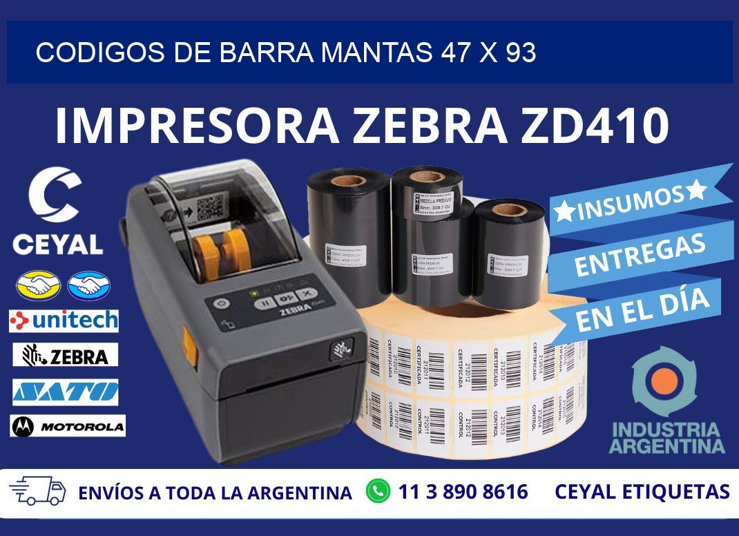 CODIGOS DE BARRA MANTAS 47 x 93