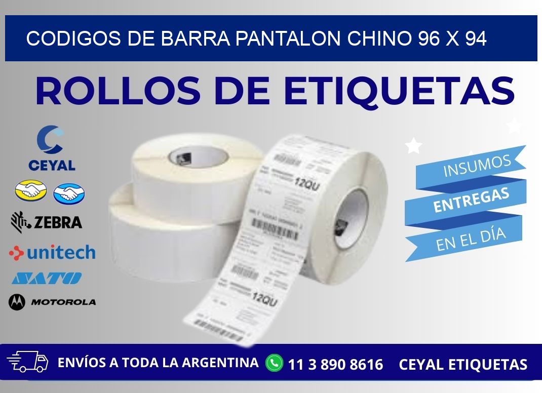 CODIGOS DE BARRA PANTALON CHINO 96 x 94