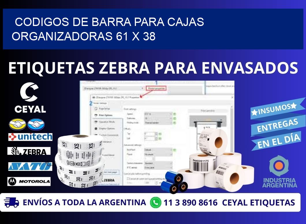 CODIGOS DE BARRA PARA CAJAS ORGANIZADORAS 61 x 38