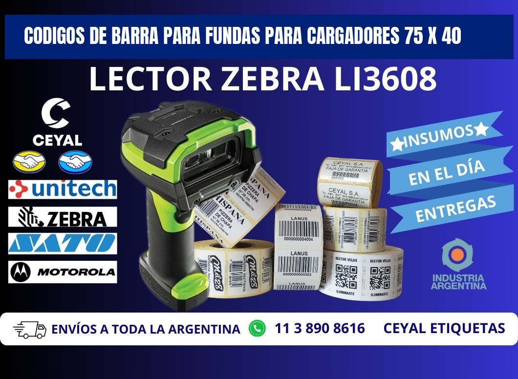 CODIGOS DE BARRA PARA FUNDAS PARA CARGADORES 75 x 40