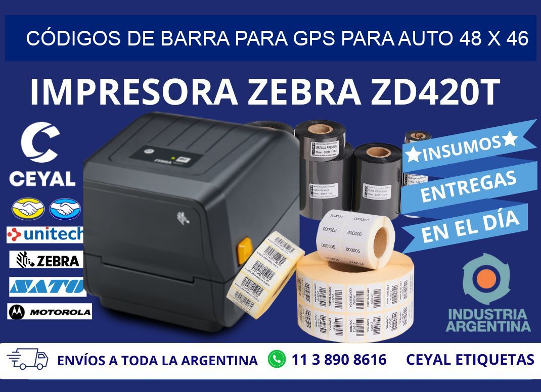 CÓDIGOS DE BARRA PARA GPS PARA AUTO 48 x 46