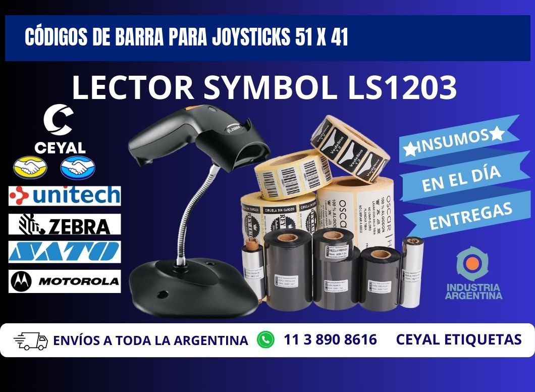 CÓDIGOS DE BARRA PARA JOYSTICKS 51 x 41