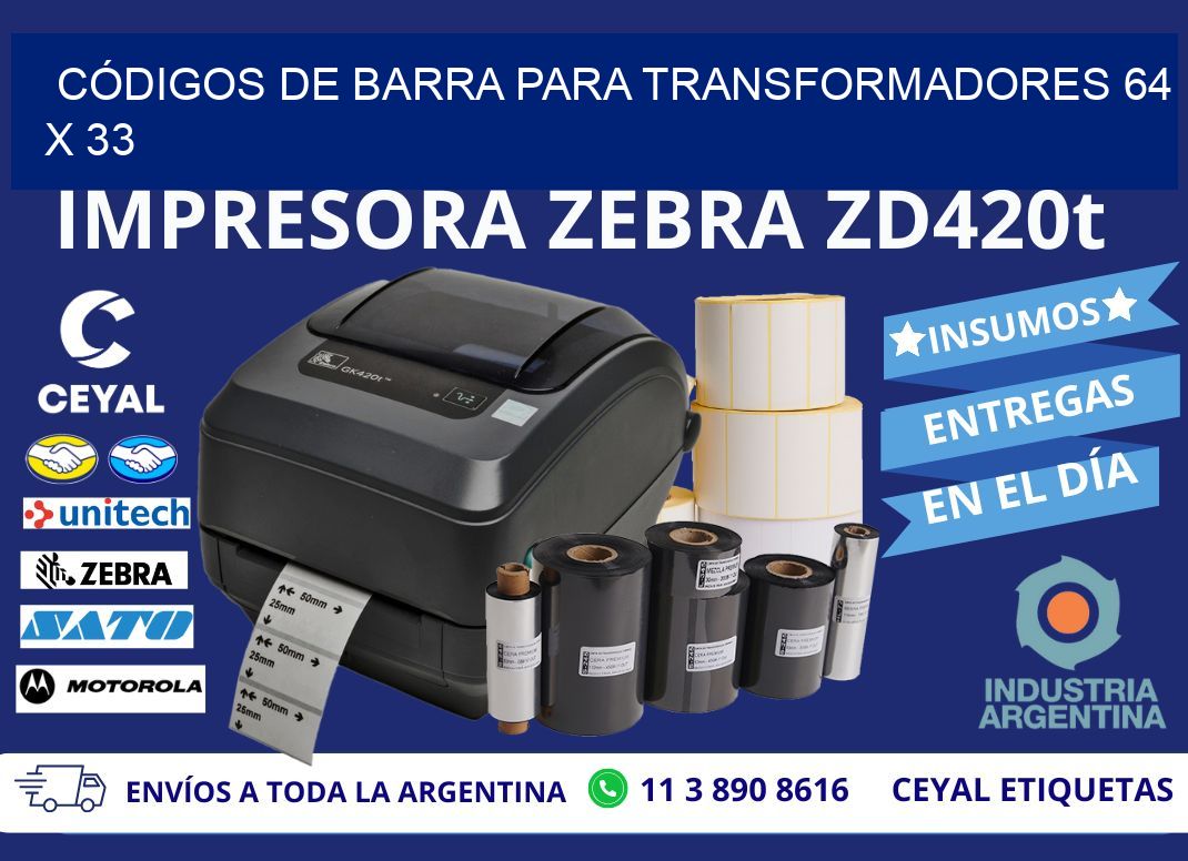 CÓDIGOS DE BARRA PARA TRANSFORMADORES 64 x 33