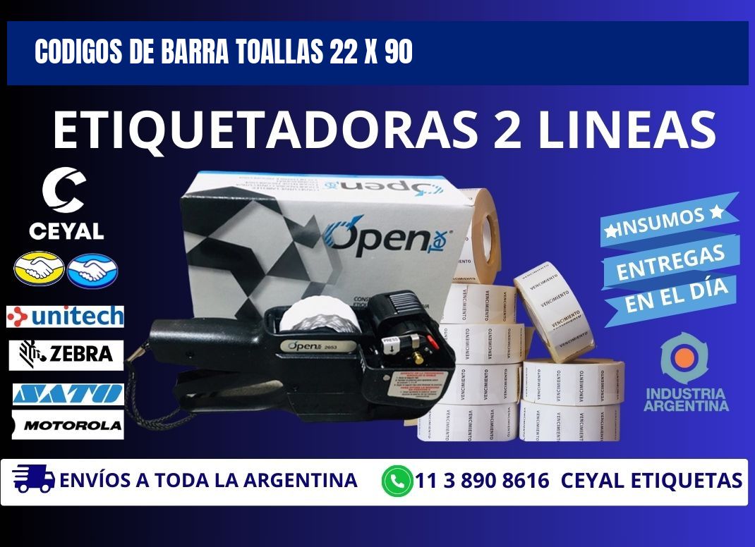 CODIGOS DE BARRA TOALLAS 22 x 90