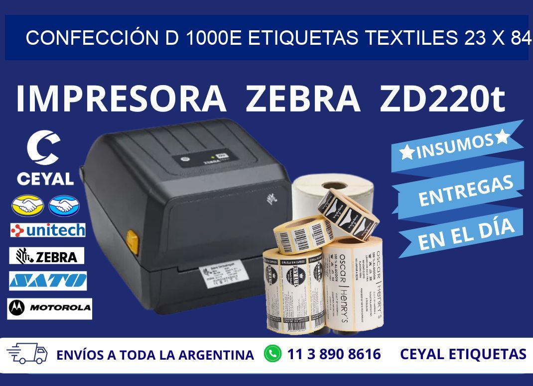 CONFECCIÓN D 1000E ETIQUETAS TEXTILES 23 x 84