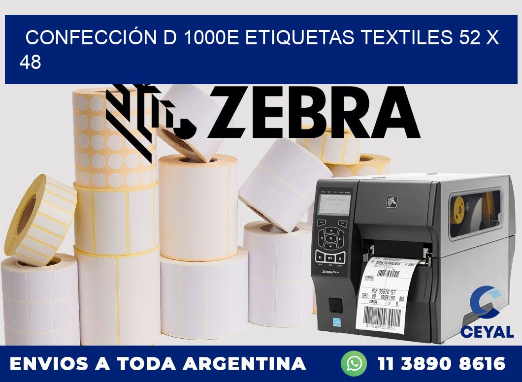 CONFECCIÓN D 1000E ETIQUETAS TEXTILES 52 x 48