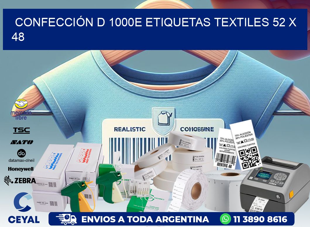 CONFECCIÓN D 1000E ETIQUETAS TEXTILES 52 x 48