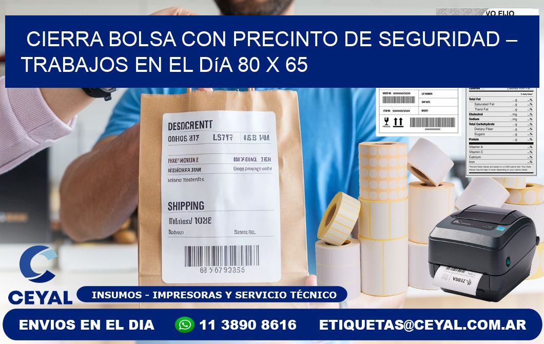 Cierra bolsa con precinto de seguridad – Trabajos en el día 80 x 65