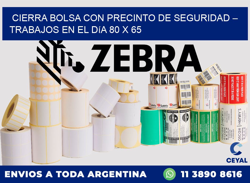 Cierra bolsa con precinto de seguridad – Trabajos en el día 80 x 65