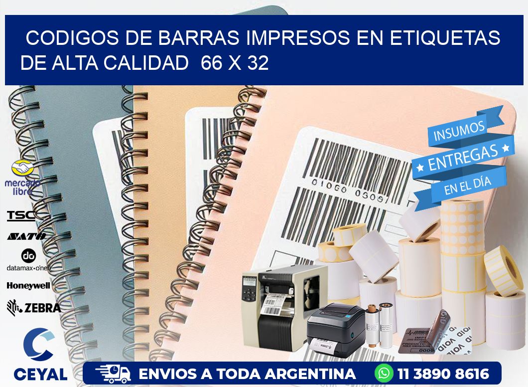 Codigos de Barras Impresos en Etiquetas de Alta Calidad  66 x 32