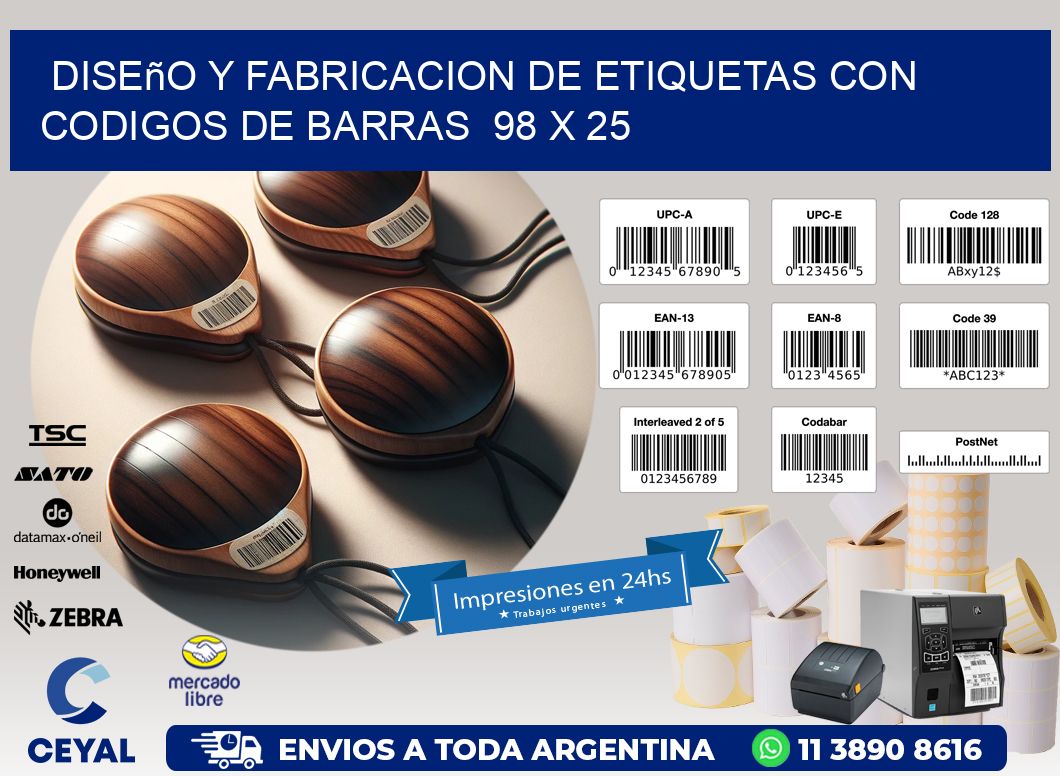 Diseño y Fabricacion de Etiquetas con Codigos de Barras  98 x 25