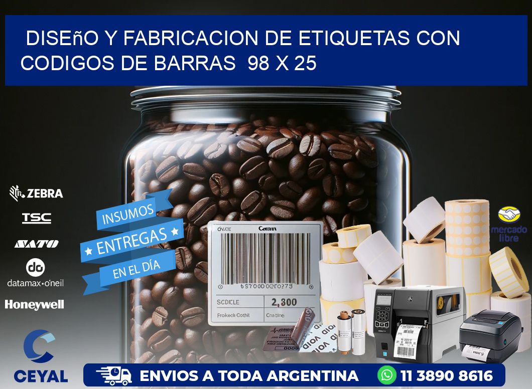 Diseño y Fabricacion de Etiquetas con Codigos de Barras  98 x 25