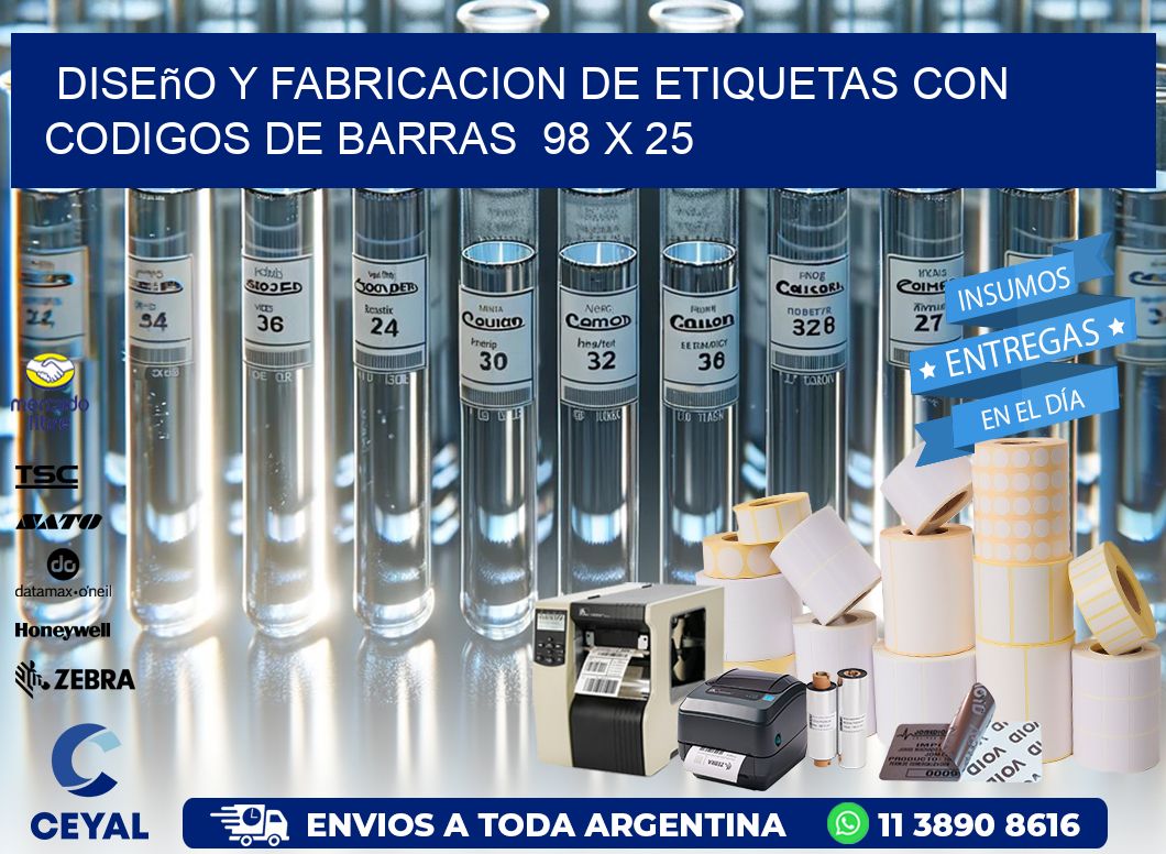 Diseño y Fabricacion de Etiquetas con Codigos de Barras  98 x 25