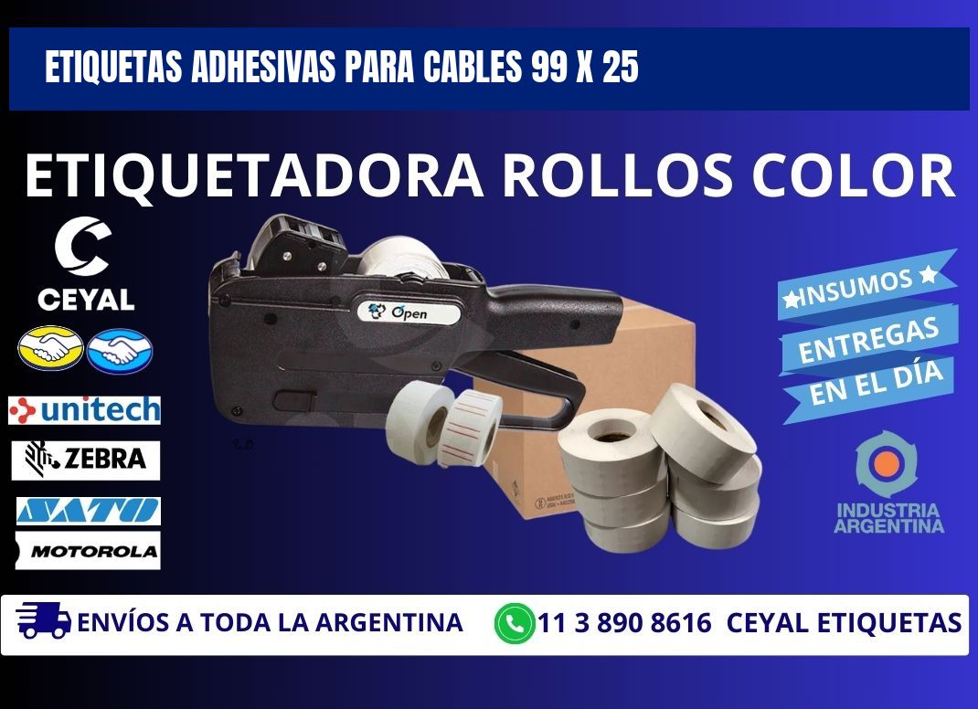 ETIQUETAS ADHESIVAS PARA CABLES 99 x 25