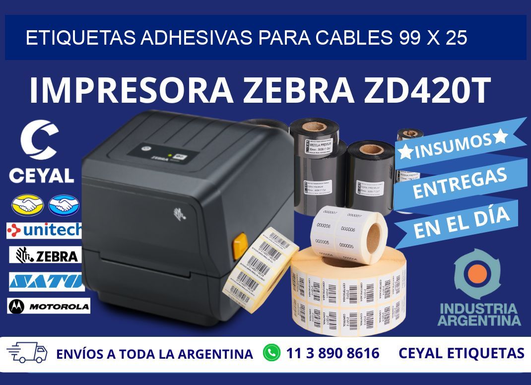 ETIQUETAS ADHESIVAS PARA CABLES 99 x 25