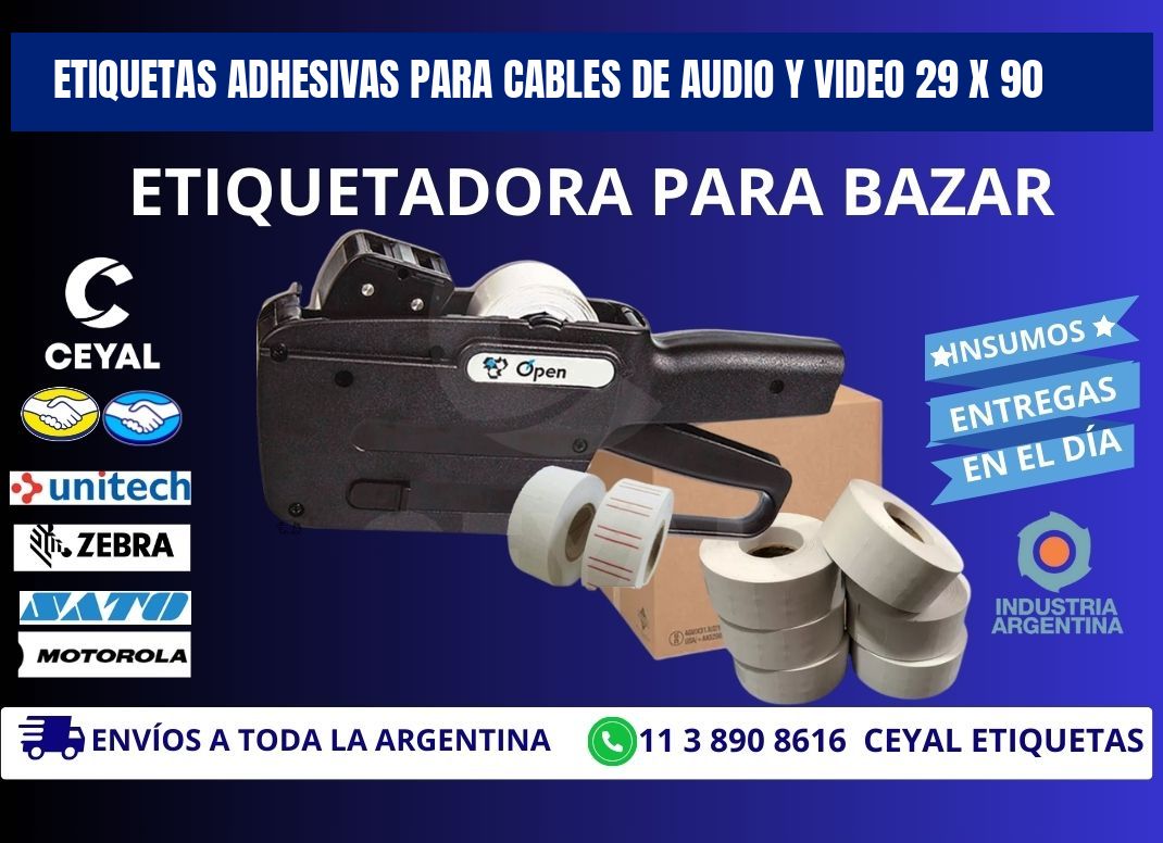 ETIQUETAS ADHESIVAS PARA CABLES DE AUDIO Y VIDEO 29 x 90