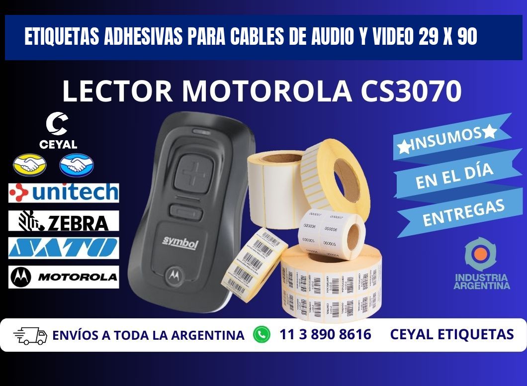 ETIQUETAS ADHESIVAS PARA CABLES DE AUDIO Y VIDEO 29 x 90