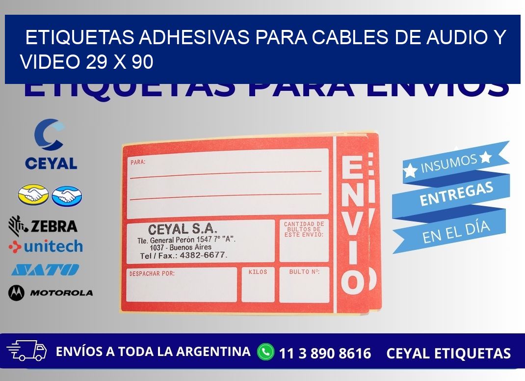 ETIQUETAS ADHESIVAS PARA CABLES DE AUDIO Y VIDEO 29 x 90