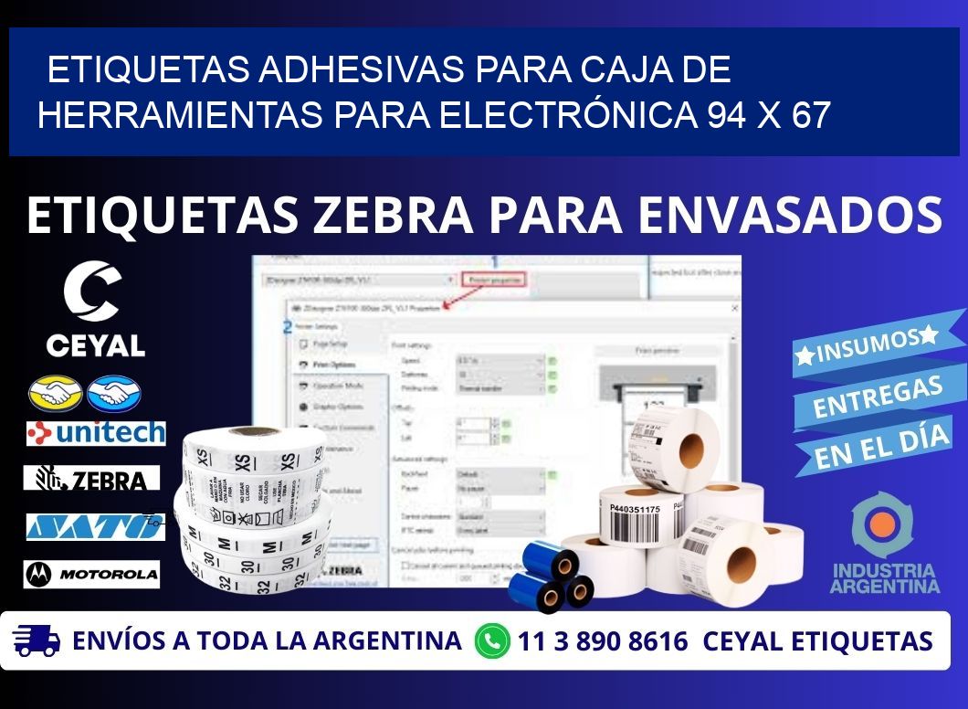 ETIQUETAS ADHESIVAS PARA CAJA DE HERRAMIENTAS PARA ELECTRÓNICA 94 x 67