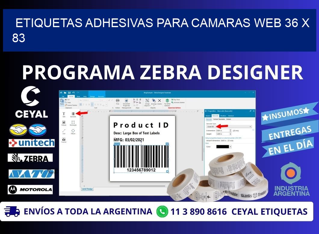 ETIQUETAS ADHESIVAS PARA CAMARAS WEB 36 x 83