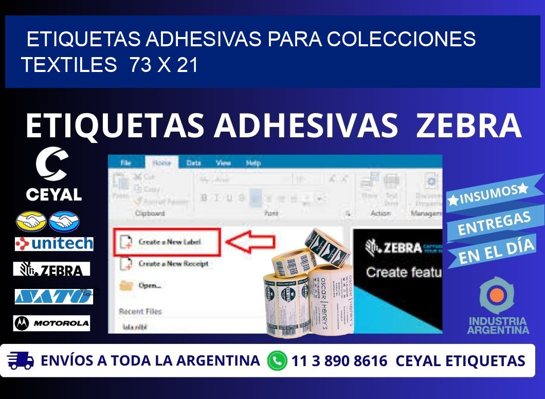 ETIQUETAS ADHESIVAS PARA COLECCIONES TEXTILES  73 x 21