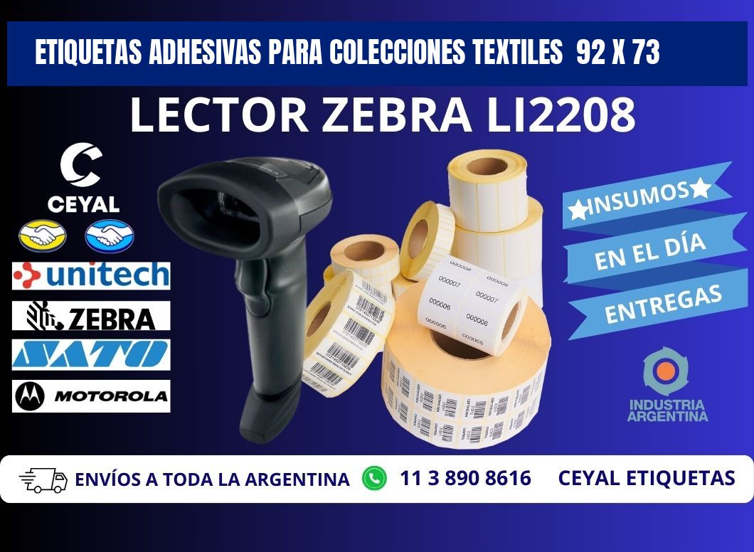 ETIQUETAS ADHESIVAS PARA COLECCIONES TEXTILES  92 x 73