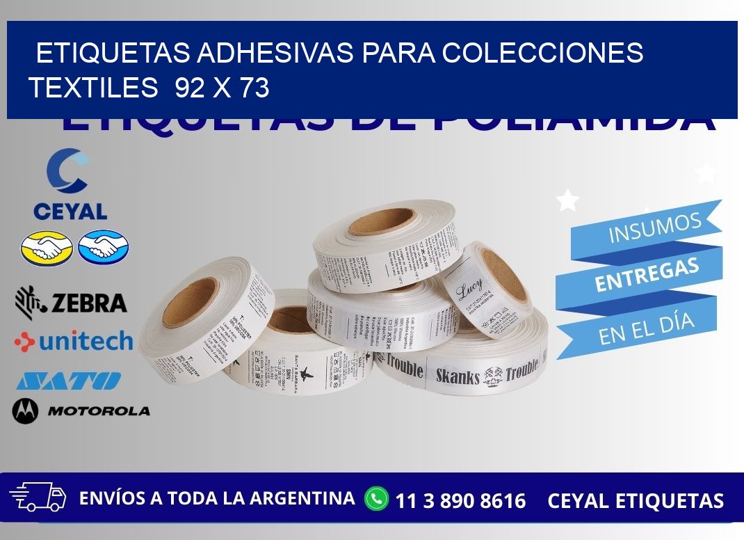 ETIQUETAS ADHESIVAS PARA COLECCIONES TEXTILES  92 x 73