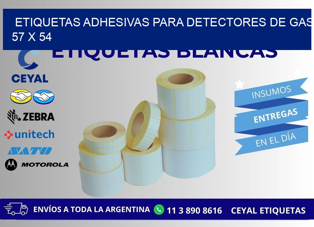 ETIQUETAS ADHESIVAS PARA DETECTORES DE GAS 57 x 54