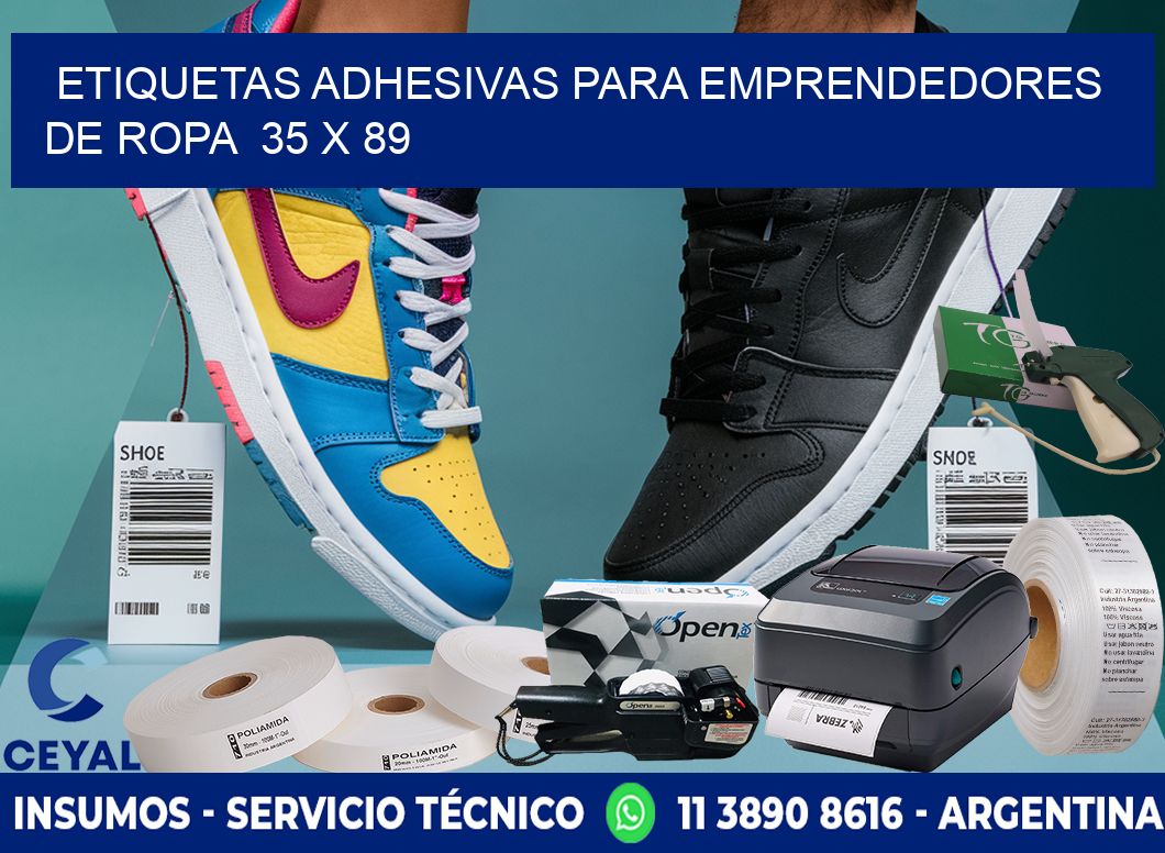 ETIQUETAS ADHESIVAS PARA EMPRENDEDORES DE ROPA  35 x 89