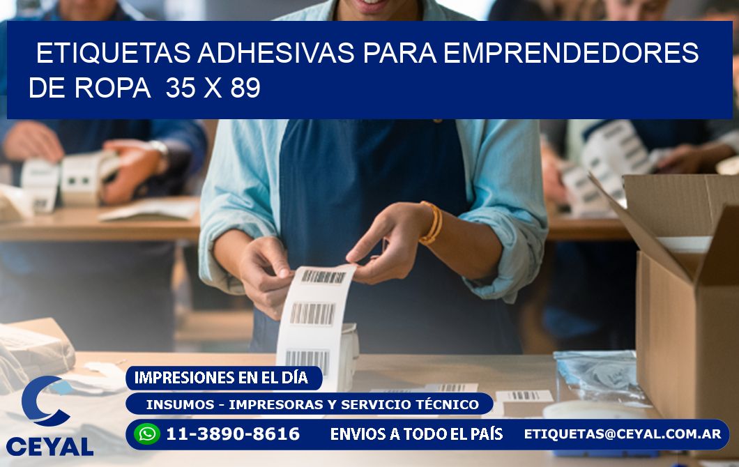 ETIQUETAS ADHESIVAS PARA EMPRENDEDORES DE ROPA  35 x 89