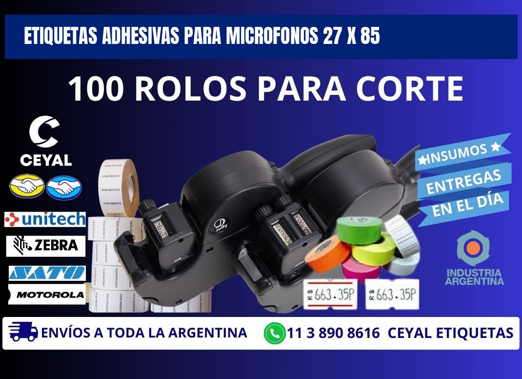 ETIQUETAS ADHESIVAS PARA MICROFONOS 27 x 85