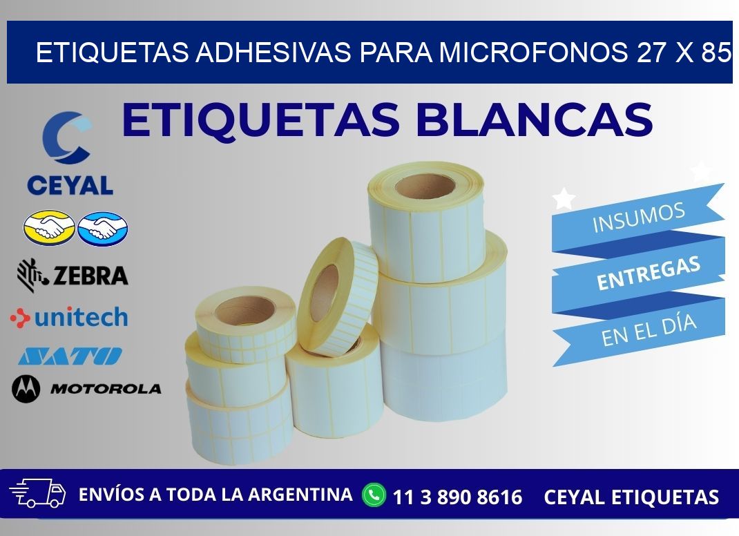 ETIQUETAS ADHESIVAS PARA MICROFONOS 27 x 85