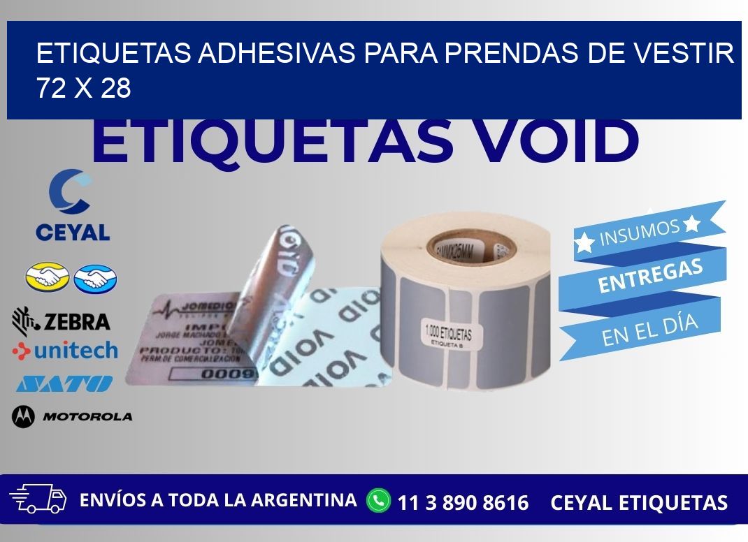 ETIQUETAS ADHESIVAS PARA PRENDAS DE VESTIR  72 x 28